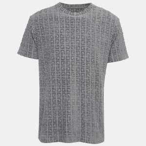 Givenchy Grey GG Patterned Terry Half Sleeve T-Shirt M