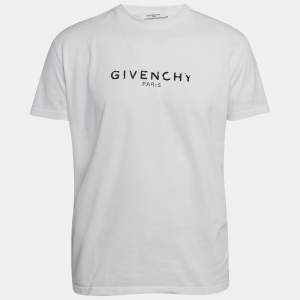 Givenchy White Faded Logo Print Cotton Crew Neck T-Shirt XS