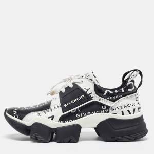 Givenchy Black/White Logo Print Leather Jaw Sneakers Size 41