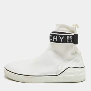 Givenchy White Knit Fabric High Top Sneakers Size 44