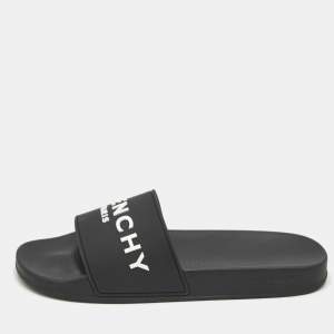 مملوكة مسبقًا Givenchy Black Rubber Logo Pool Slides Size 45