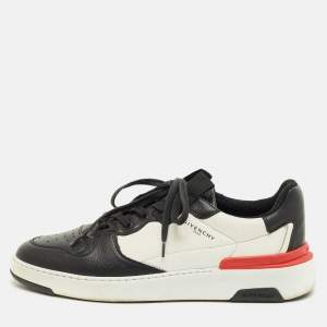 Pre Owned Givenchy White/Black Leather Runner Lace-Up Sneakers Size 43
