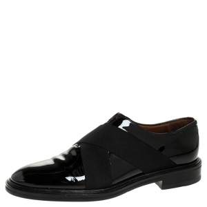 Givenchy Black Patent Leather Criss Cross Elastic Oxfords Size 42.5