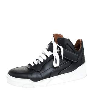 Givenchy Black Leather Tyson Star Studded High Top Sneakers Size 45