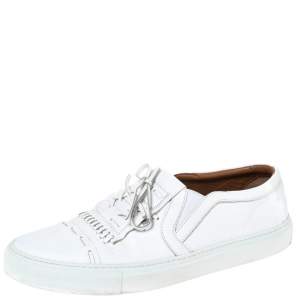 Givenchy White Leather Bow And Stitch Detail Slip On Sneaker Size 44