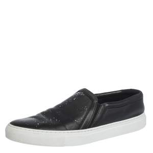 Givenchy Black Logo Printed Leather Slip On Sneakers Size 43