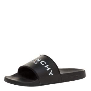 Givenchy Black Rubber Logo Slides Size 44