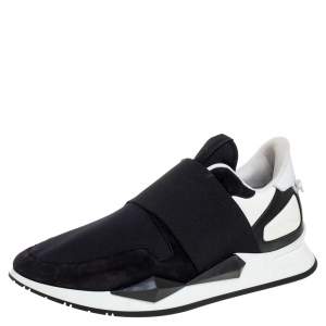 Givenchy Black/White Suede And Neoprene Paneled Sneakers Size 40