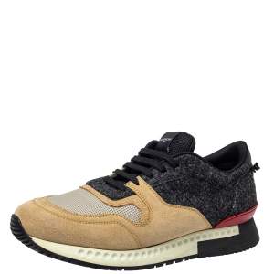 Givenchy Beige/Black Suede Mesh And Wool Active Runner Sneakers Size 43