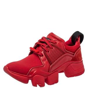 Givenchy Red Neoprene And Leather Jaw Low Top Sneakers Size 41