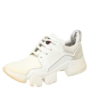 Givenchy White Leather And Neoprene Fabric Jaw Low Top Sneakers Size 43