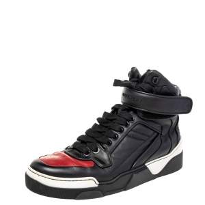 Givenchy Black/Red Leather High Top Sneakers Size 43