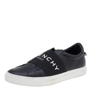 Givenchy Black Leather Urban Street Logo Slip On Sneakers Size 43
