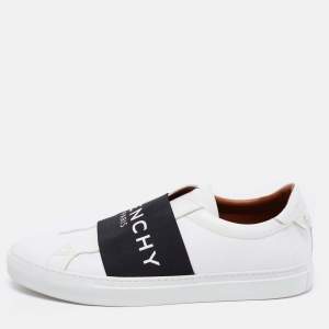 Givenchy White/Blue Leather And Elastic Band Urban Street Slip On Sneakers Size 43