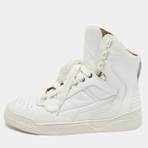 Givenchy White Leather Tyson Star Studded High Top Sneakers Size 37.5