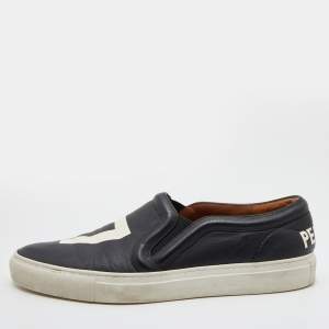 Givenchy Black Leather Pervert 17 Print Slip On Sneakers Size 38