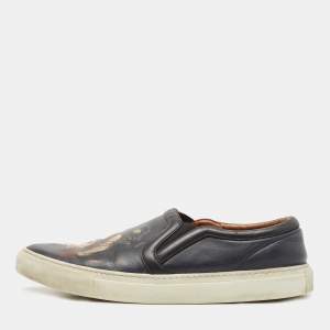Givenchy Navy Blue Leather Rottweiler Slip On Sneakers Size 45