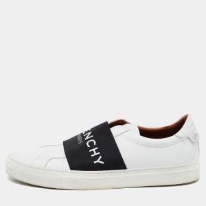 Givenchy White/Black Leather And Elastic Band Urban Street Slip On Sneakers Size 44