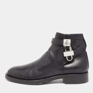 Givenchy Black Leather Padlock Ankle Boots Size 44