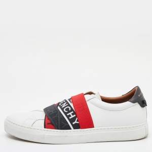 Givenchy White Leather and Stretch Band Urban Street Slip On Sneakers Size 42