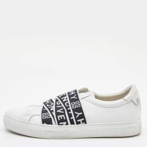 Givenchy White Leather and Stretch Band Urban Street Slip On Sneakers Size 42