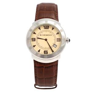 Givenchy Cream Stainless Steel Leather Apsaras 1558962 Men's Wristwatch 39 mm