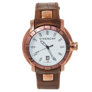 Givenchy White Bronze Tone Stainless Steel Leather GV5202.M Men's Wristwatch 45 mm