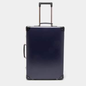 Globe-Trotter Navy Blue Fibreboard 2 Wheels Carry-On Suitcase 55
