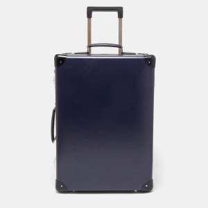 Globe-Trotter Navy Blue Fibreboard 2 Wheels Carry-On Suitcase 55