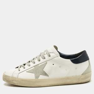Pre Owned Golden Goose White Leather Super Star Sneakers Size 41