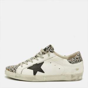 مملوكة مسبقًا Golden Goose Superstar Size 41 Multicolor Leopard Print Glitter and Leather Low Top Sneakers