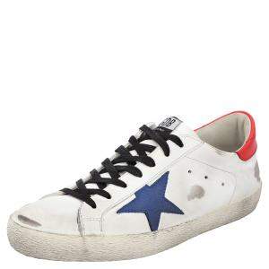 Pre Owned Golden Goose White/Red/Blue Superstar low-top sneakers Size EU 43