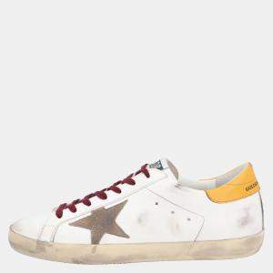 Pre Owned Golden Goose White/Yellow Leather Superstar Sneaker Size EU 40