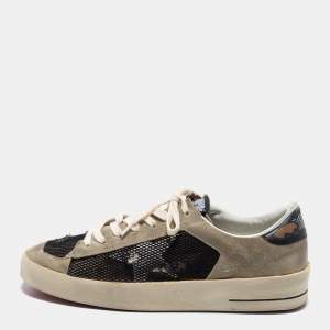 Golden Goose Grey/Black Suede and Leather Stardan Sneakers Size 42