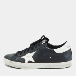 Golden Goose Black/White Leather Super Star Sneakers Size 42