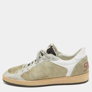 Golden Goose Grey Leather and Suede Ballstar Lace Up Sneakers Size 44