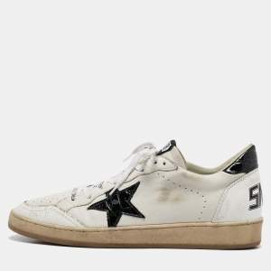 Golden Goose White Leather Ballstar Lace Up Sneakers Size 44