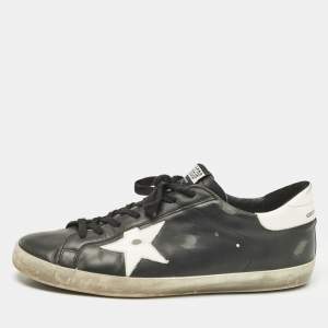 Golden Goose Black/White Leather Superstar Low Top Sneakers Size 46