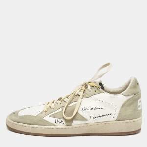 Golden Goose Grey/White Leather and Suede Ballstar Lace Up Sneakers Size 43