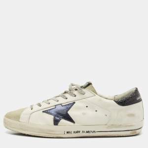 Golden Goose White Leather and Suede Superstar Low Top Sneakers Size 43