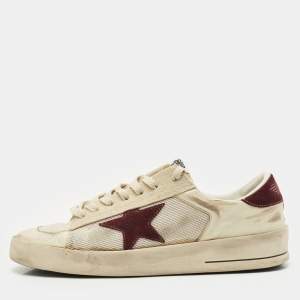 Golden Goose White/Purple Suede and  Leather Stardan Lace Up Sneakers Size 43