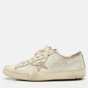 Pre Owned Golden Goose Two Tone Leather Super Star Sneakers Size 39