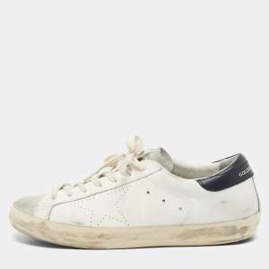 Pre Owned Golden Goose White/Black Leather and Suede  Superstar Sneakers Size 42