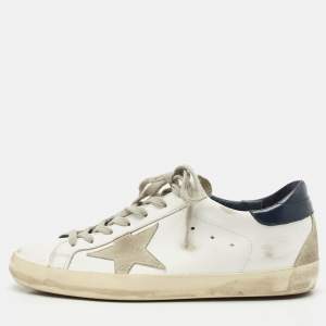 Pre Owned Golden Goose White/Black Leather and Suede  Superstar Sneakers Size 40