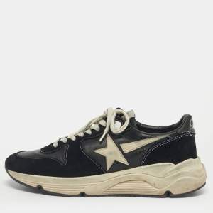 Pre Owned Golden Goose Black/White Leather Running Lace Up Sneakers Size 42