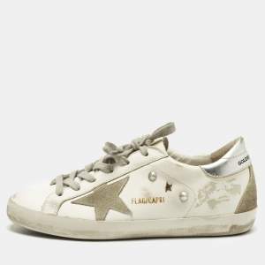 Pre Owned Golden Goose Superstar Size 39 Tricolor Leather Suede Low Top Sneakers