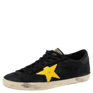 Golden Goose Black Nubuck And Yellow Leather Hi Star Sneakers Size 41