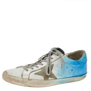 Golden Goose White/Blue Leather Super Star Low Top Sneakers Size 41
