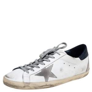 Golden Goose White/Blue Leather Superstar Sneakers Size 44
