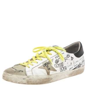 Golden Goose White Printed Leather Superstar Sneakers Size 44